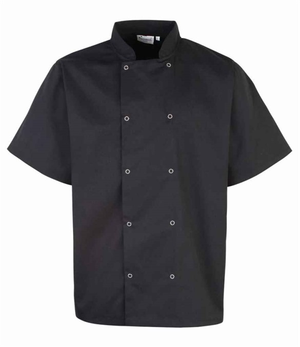 Premier Unisex Short Sleeve Stud Front Chef&#39;s Jacket