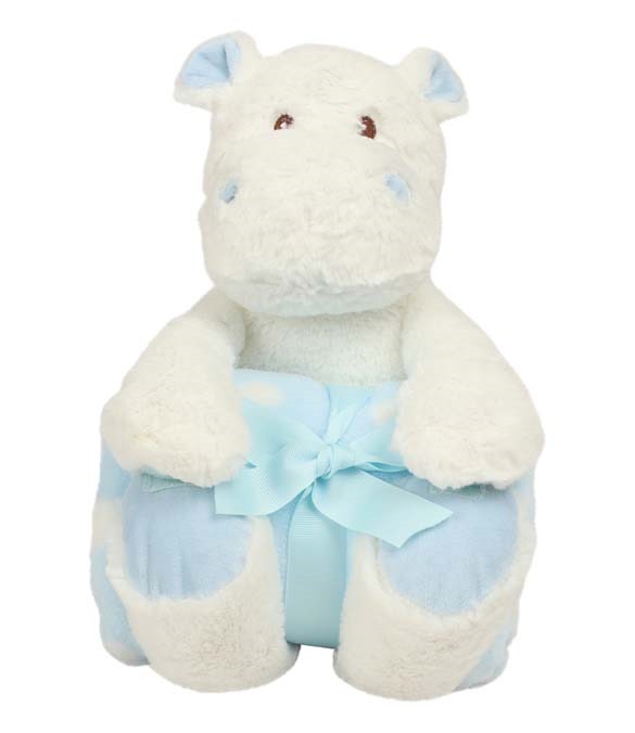 Mumbles Hippo with Printed Fleece Blanket