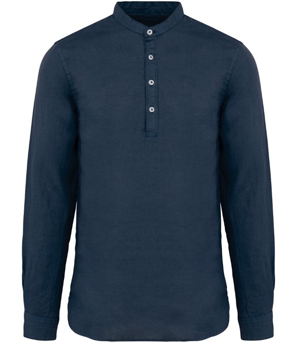 Spasso Washed Mao Collar Shirt