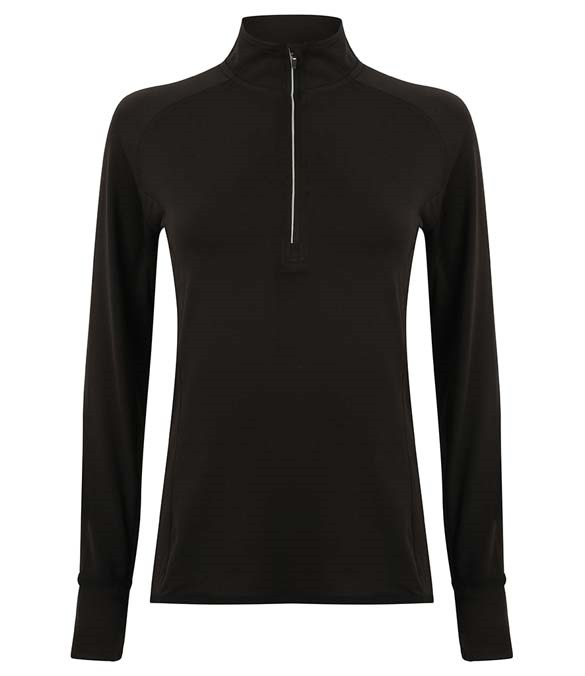 Tombo Ladies Long Sleeve Zip Neck Performance Top